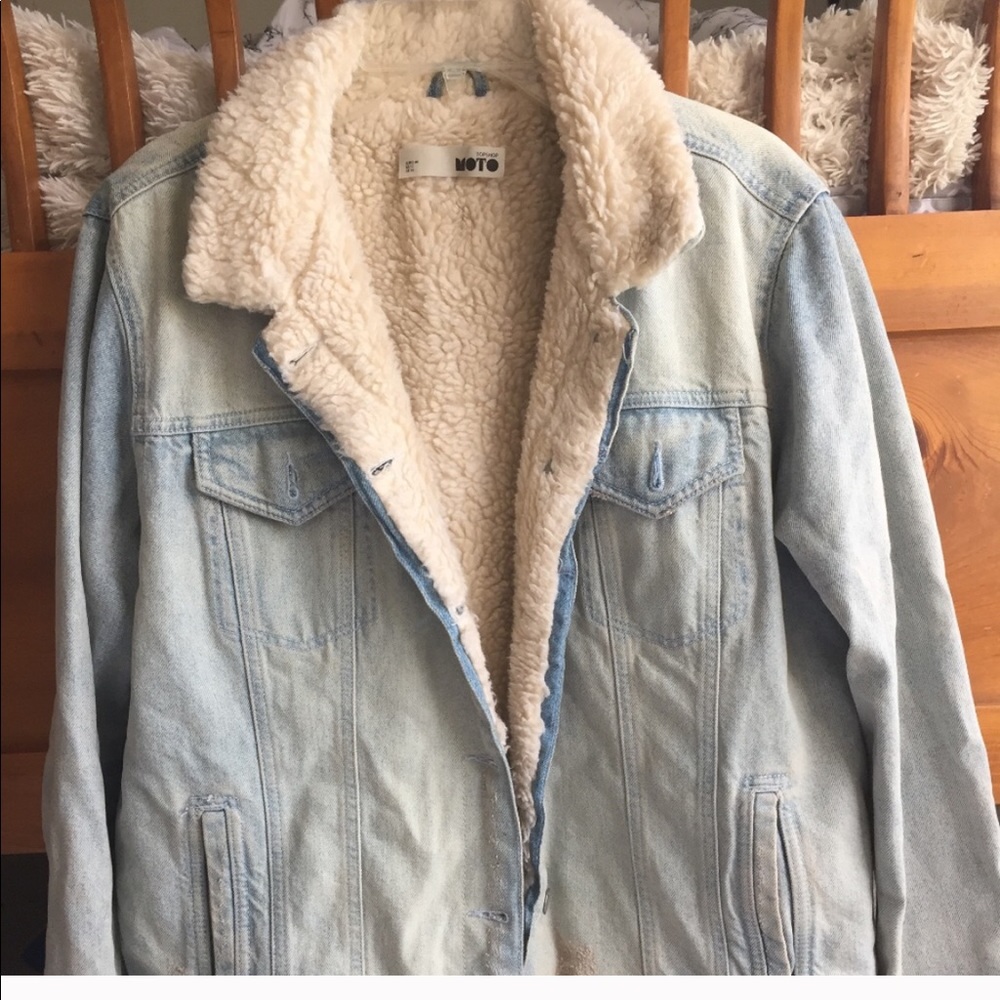Top shop denim jacket with Sherpa collar